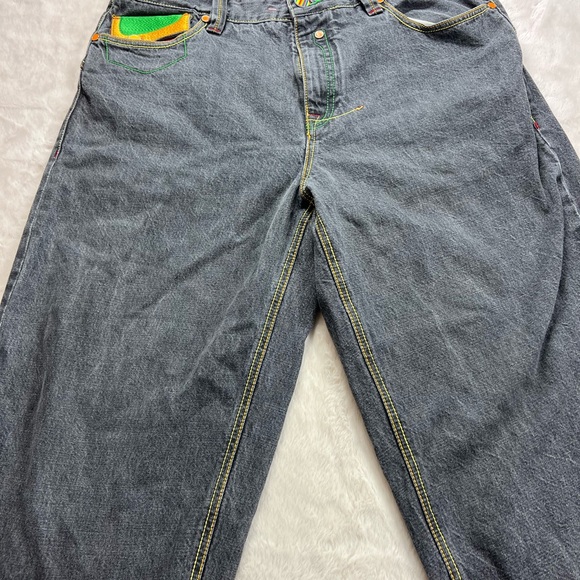 COOGI Other - COOGI VINTAGE  Gray Jeans with Green and Yellow Detalla